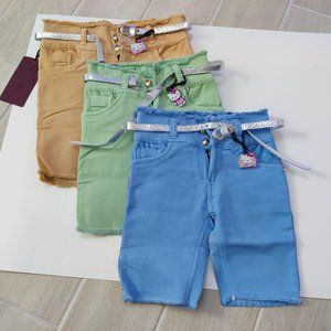 girls Hello kitty denim shorts with belt